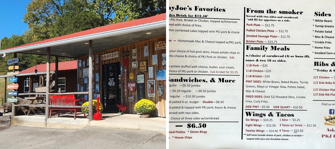 Papa Kayjoe's Bar B Que Menu